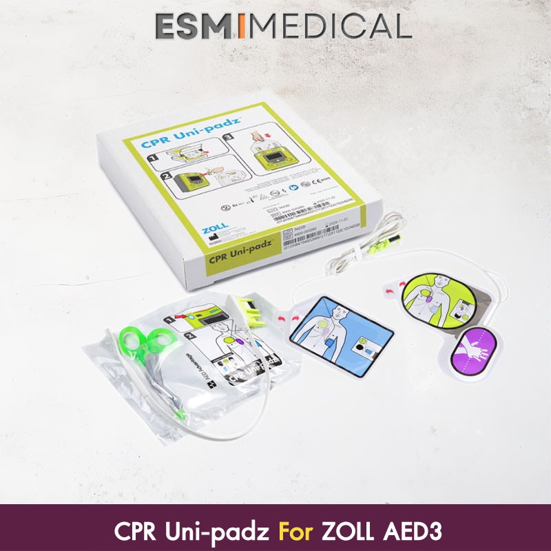 ZOLL CPR Uni-padz แผ่นอิเล็กโทรด AED 3 แผ่นโซล แผ่นนำไฟฟ้า เครื่องกระตุกหัวใจอัตโนมัติ