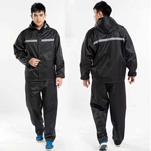 ชุดกันฝน PVC เสื้อกางเกง แถบสะท้อนแสง มีหมวกแก๊ป