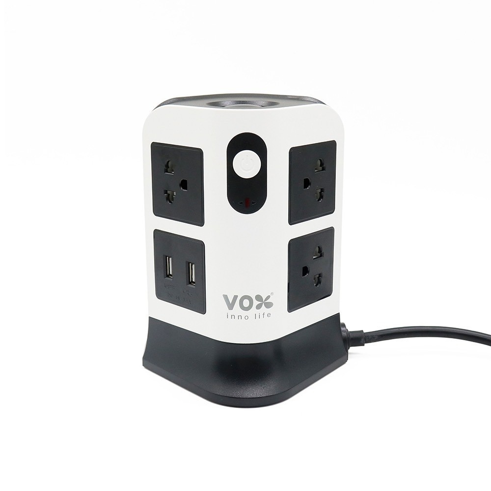 รางปลั๊กยี่ห้อ VOX Tower Power Strip ปลั๊กไฟคอนโด รุ่น NV-T272U 2 ชั้น NOVA SERIES