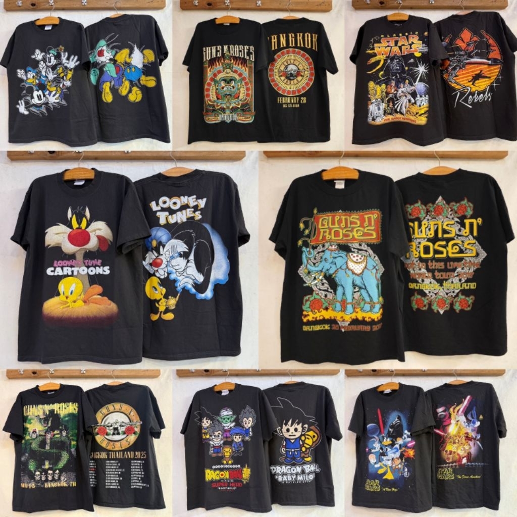 เสื้อวินเทจ การ์ตูนเอนิเมะ งานวง ผ้าเฟต งานใหม่