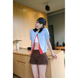 Whimsy Shorts (Denim-White-Brown)
