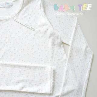 mirrorme เสื้อแขนยาว Baby tee พิมพ์ลาย สีพาสเทล แต่งลูกไม้