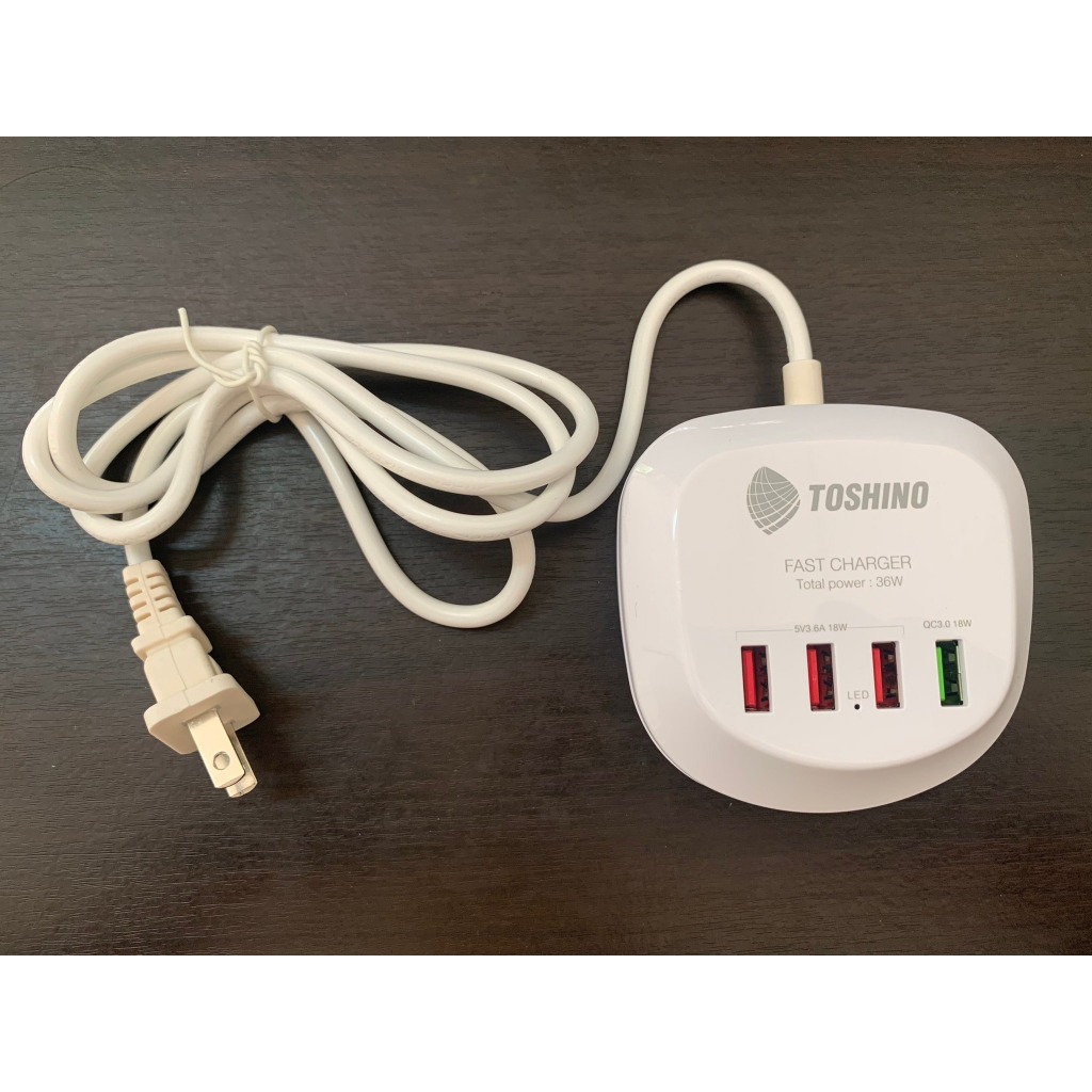 TS-4USB : ปลั๊กแปลง 4ช่อง USB(3.6A+3A) สายยาว 1.2เมตร "TOSHINO"