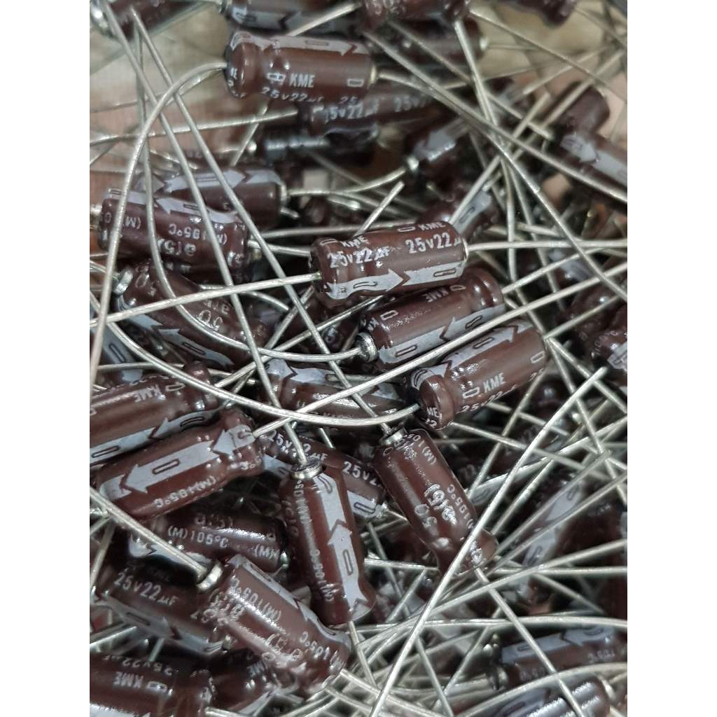 Nichicon Capacitor คาปาซิเตอร์หางหนู ค่า 22uf/ 25V Made in Japan ของใหม่เก่าเก็บ(ขายเป็นคู่)