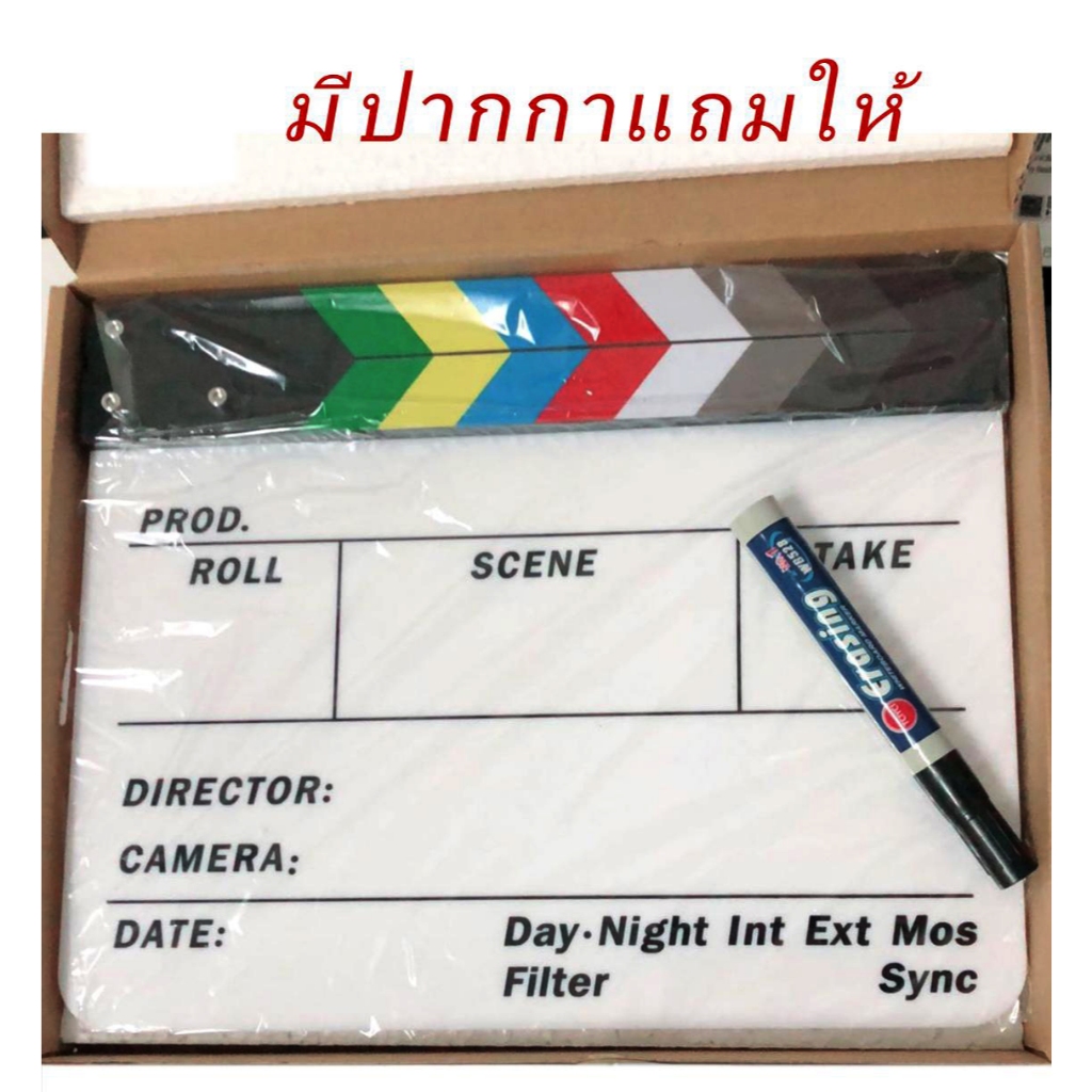 [ deeplus ] Clapper Board Acrylic Movie Action Slate Clapper Board ลูกตุ้มคณะอะคริลิค ( มีปากกาแถมให