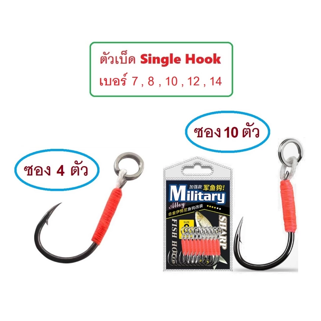 [[ PongFishing ]] ตัวเบ็ด Single Hook สำหรับงานเหยื่อปลอม คม แข็ง ถึก ทน ต้องลอง (ราคาจำหน่ายซอง4ตัว และ ซอง10ตัว)