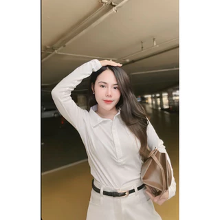 ELLIS i POLO เสื้อโปโล แขนยาวสไตร์ลาฟผ้ายูทรงสวย Size s-l🤎พร้อมส่ง