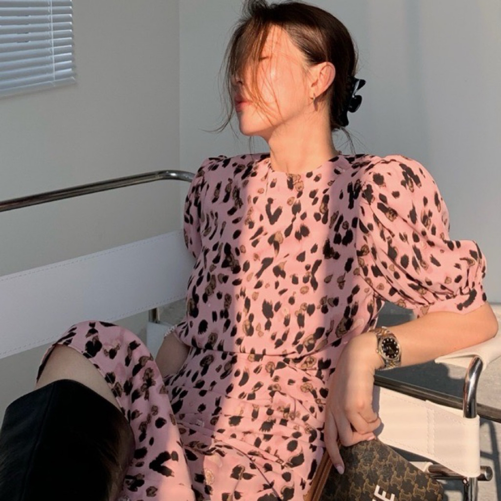 USED💖Blush pink leopard dress