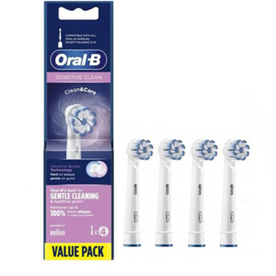 Oral-b EB60 หัวเปลี่ยนแปรงสีฟันไฟฟ้าทําความสะอาดที่ละเอียดอ่อน 4 ชิ้น/กล่อง