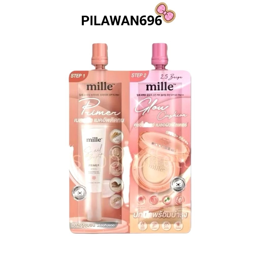 ดูโอ้ ไพรเมอร์ + คุชชั่น แมทท์ Mille 2int Bright Primer& Perfect Matte Cushion (ซอง ) สูตรเบลอผิว