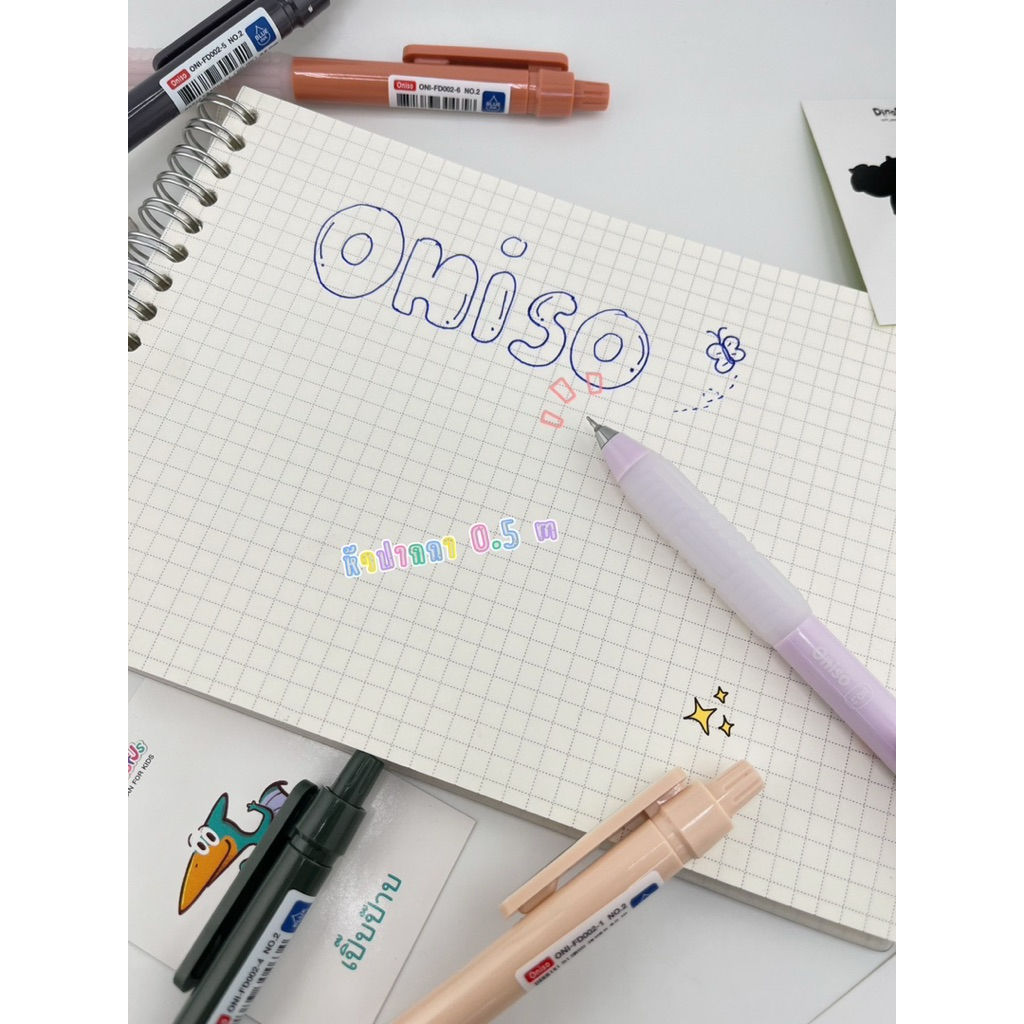 Oniso ปากกาเจล  No.2  หมึกน้ำเงิน 0.5มม.ด้ามสีหวานพาสเทล ยางจับนุ่มมือ  แห้งไว โอนิโซะ gel pen - รูปที่ 3