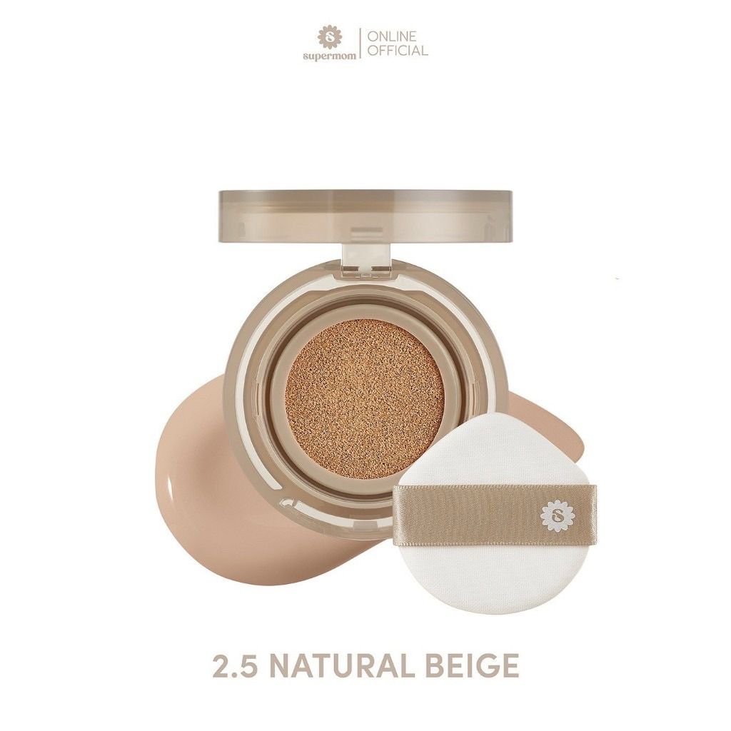 refill SUPERMOM l Second Skin Matte Cushion SPF 50 PA++++ คุชชั่น คุมมัน กันเหงื่อ VEGAN natural bei