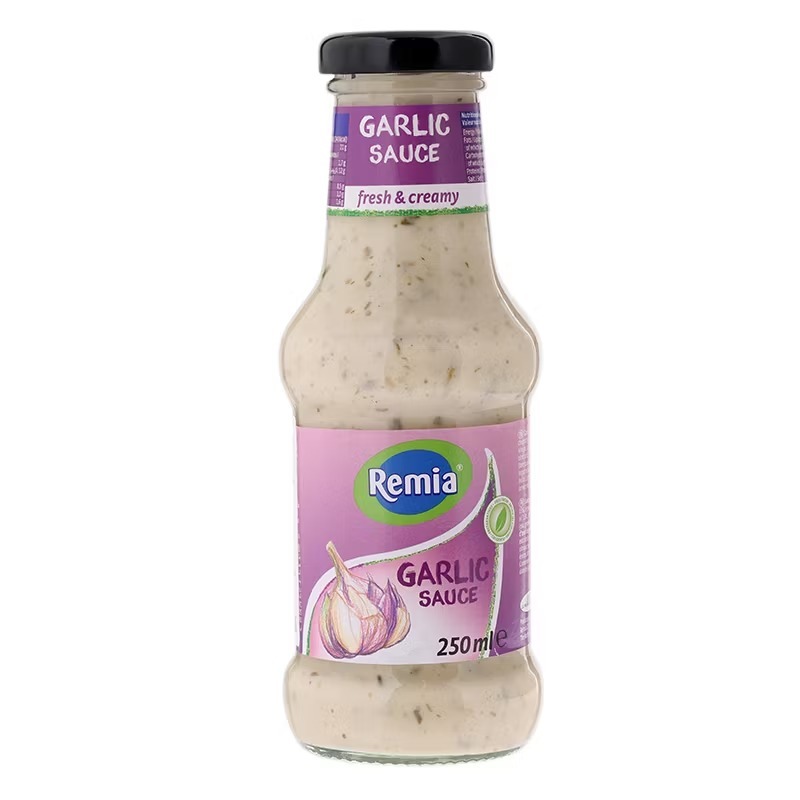 Remia Garlic Sauce Fresh & Creamy 250 ml ซอสกระเทียม เรเมีย ซอสครีมกระเทียมหอมมัน น้ำสลัด เครื่องปรุงรส