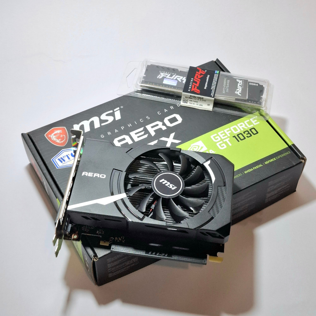 การ์ดจอ + แรม ❗️ MSI GT 1030 AERO ITX 2GD4 OC + KINGSTON FURY 8GB (8GBx1) DDR4 2666MHz  [มือสอง]