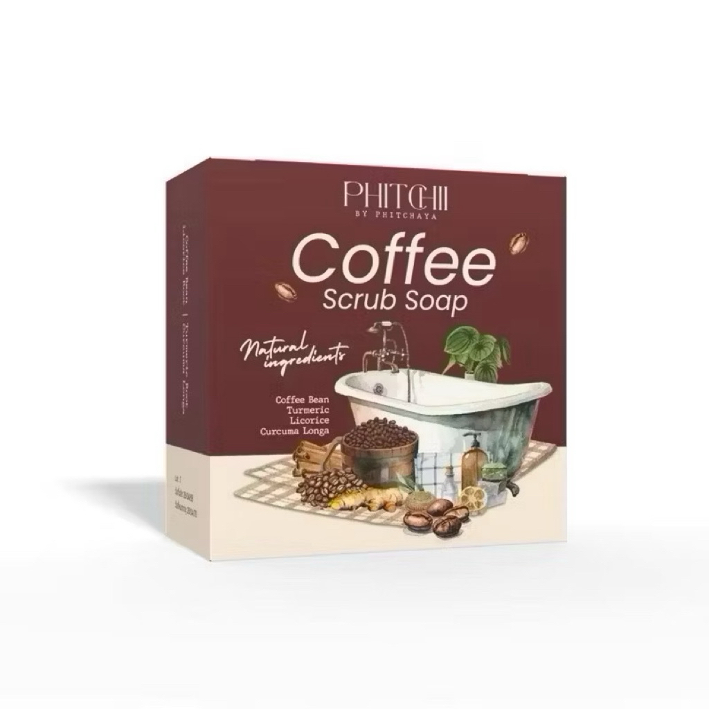 โฉมใหม่ สบู่สครับกาแฟ พิชชี่ Phichy By Phichara coffee scrub soap ของแท้ 50 กรัม