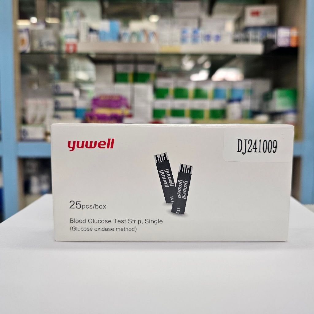 Yuwell ยูเวล แผ่นตรวจน้ำตาล กล่อง25ชิ้น ใช้กับเครื่องตรวจน้ำตาล yuwell รุ่น 710,301,582,586,590