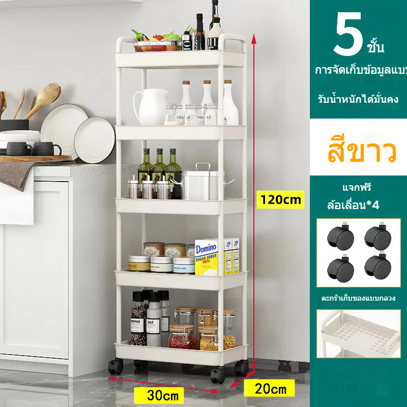 วัสดุพลาสติก / PP 2/3/4/5 ชั้น, ชั้นวางคู่, รถเข็น, พร้อมลูกล้อ, ที่จับ, เคลื่อนย้ายง่าย, รุ่นร้อน, (มาถึงตอนนี้) - รูปที่ 3