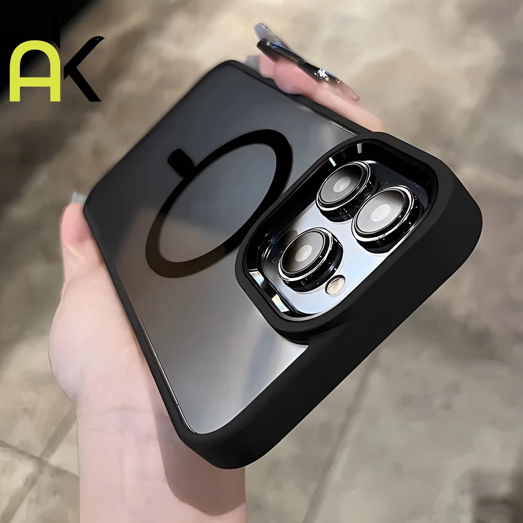 AK อะคริลิคใสเคสโทรศัพท์ for IPhone 17 16 11 12 13 14 15Pro Max Air Hardแม่เหล็กกันกระแทกป้องกันกรณี