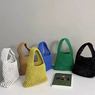 ้hawaiiroom กระเป๋าตาข่ายถัก มินิมอล Net Bag ถุงช้อปปิ้งพับได้ EcoMesh Bag ถุงผ้าถักแฮนด์เมด