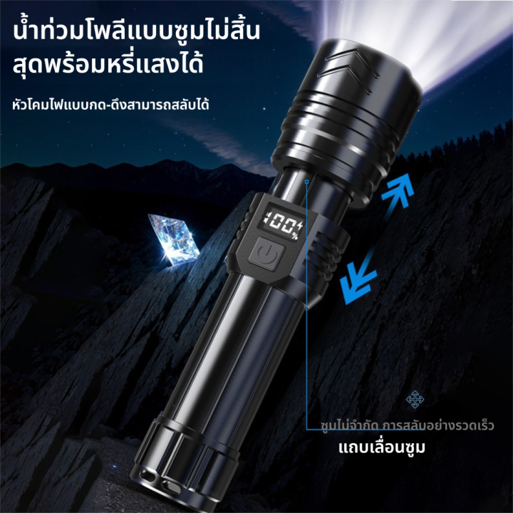ไฟฉาย LED ส่องสว่างกลางแจ้งแบบสว่างมาก พกพาสะดวก เลเซอร์สีขาว แบตเตอรี่ใช้งานได้ยาวนาน ไฟฉุกเฉินระยะไกล - รูปที่ 3