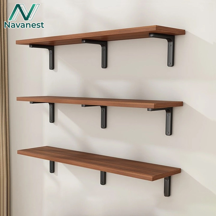 Navanest ชั้นวางของติดผนัง ชั้นวาง (ครบชุด ติดตั้งได้เลย)40-80cm หิ้งพระชั้น ไม้ติดผนัง นตกแต่งบ้าน ชั้นไม้วางขอ