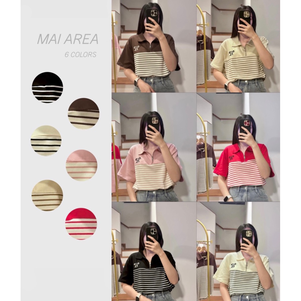 ✿MAI AREA✿ ​114 เสื้อซิปคอปกโบว์น่ารักเกาหลี