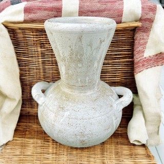 Vaseแจกันดินเผาทรงปากแตร วินเทจสไตล์ มีหู 2 หู ขนาด 16 x 21 …