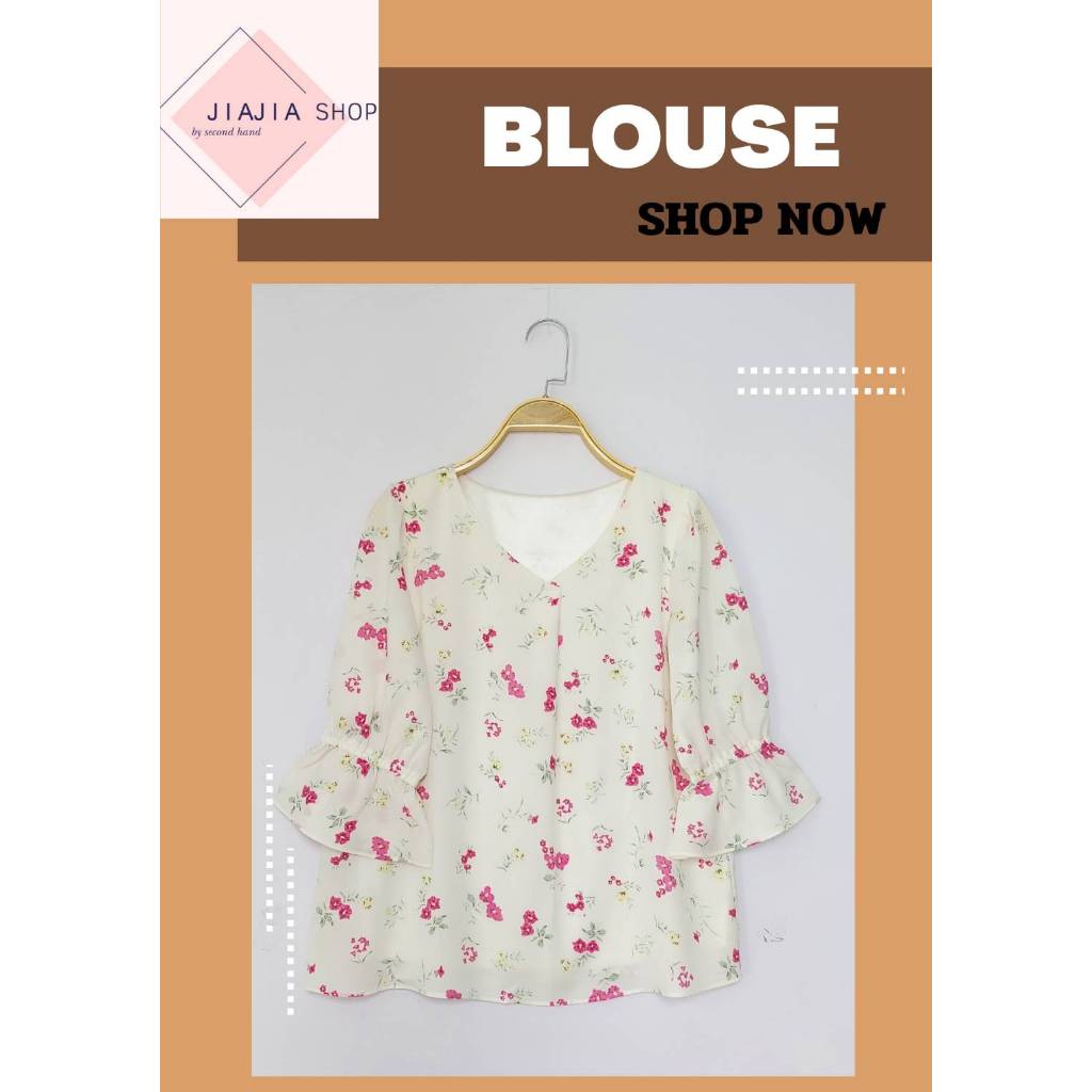 เสื้อเบลาส์ชีฟองลายดอกไม้🌿 anySiS  🌿 (มือสองงานคัด สภาพใหม่)