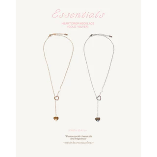 nice try studio - Heart Drop Necklace สร้อยคอรูปหัวใจและไข่มุกแท้ stainless steel