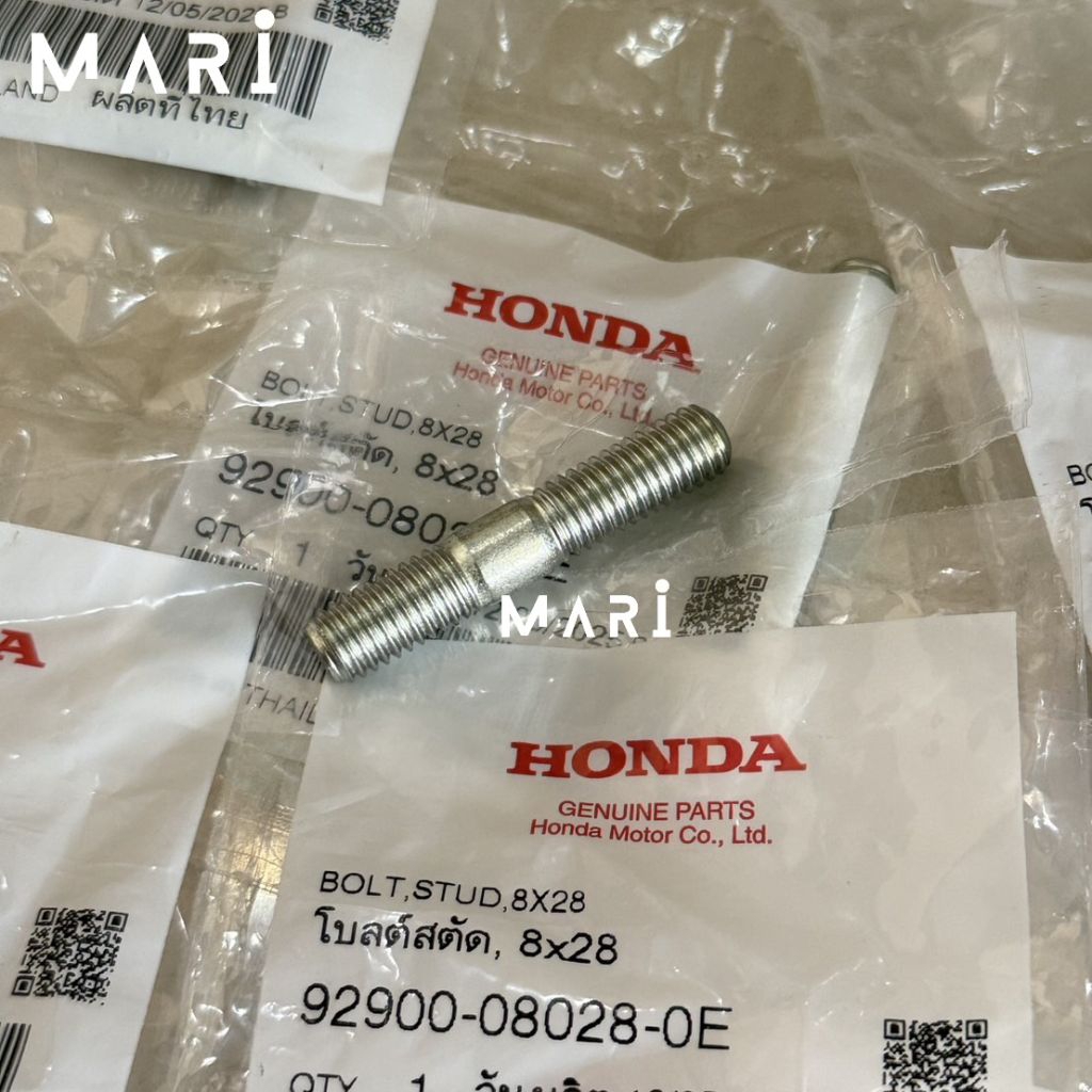 น็อตเสาคอท่อ แท้ศูนย์ เวฟ125 ทุกรุ่น เสาคอท่อ8x28 (ราคาต่อ1ตัว) แท้เบิกศูนย์Honda