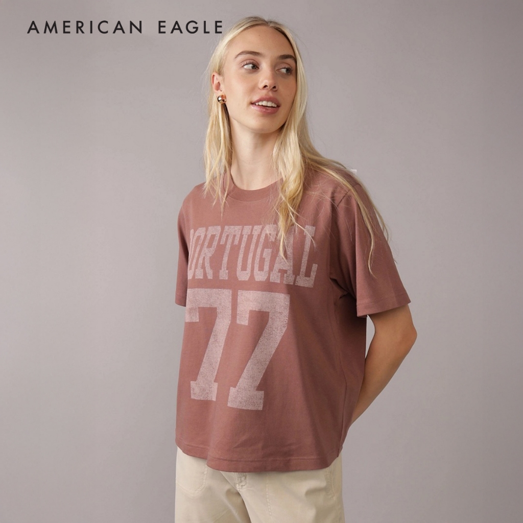 American Eagle Oversized Destination Graphic T-Shirt เสื้อยืด ผู้หญิง โอเวอร์ไซส์ กราฟฟิค (NWTS 037-1088-211)