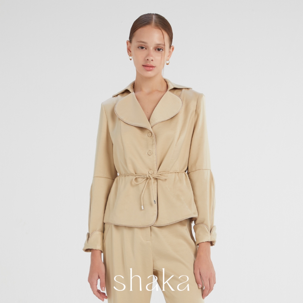 Shaka AW23 Peplum Blouse เสื้อคลุมแขนยาวผู้หญิง ใส่ทำงาน ผ้าเรย่อน BL-8230907