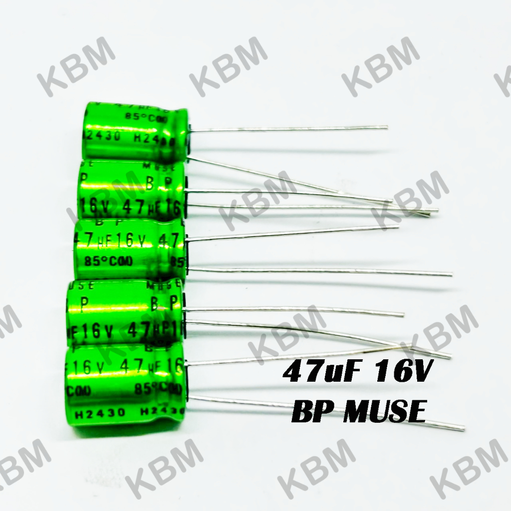 Capacitor (คาปาซิเตอร์) 47uf16v 47uf25v  47uf 25v Nichicon BP MUSE  green ไม่มีขั้ว