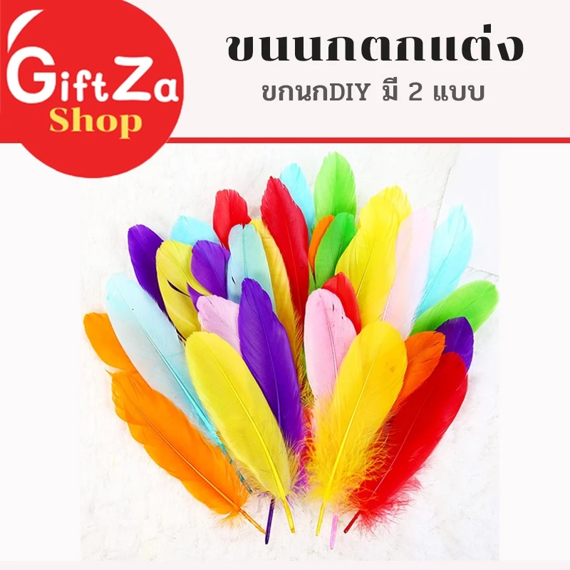 ขนนกDIY คละสี สำหรับตกแต่ง มีทั้งขนนกขนฟูและขนเรียบ ขนนกธรรมชาติสีสันสวย ตกแต่งสำหรับเครื่องประดับ