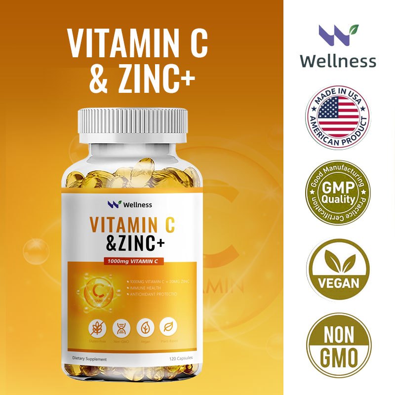 Wellness วิตามินซี 1000 mg + ซิงค์ 20 mg 120 แคปซูล อาหารเสริม