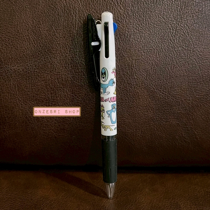 ปากกา Jetstream 0.5 ลาย Tom & Jerry สีขาวดำ หมึกมี 3 สี แดง ดำ น้ำเงิน ตรงที่เสียบเป็นแบบคลิป ติดแน่