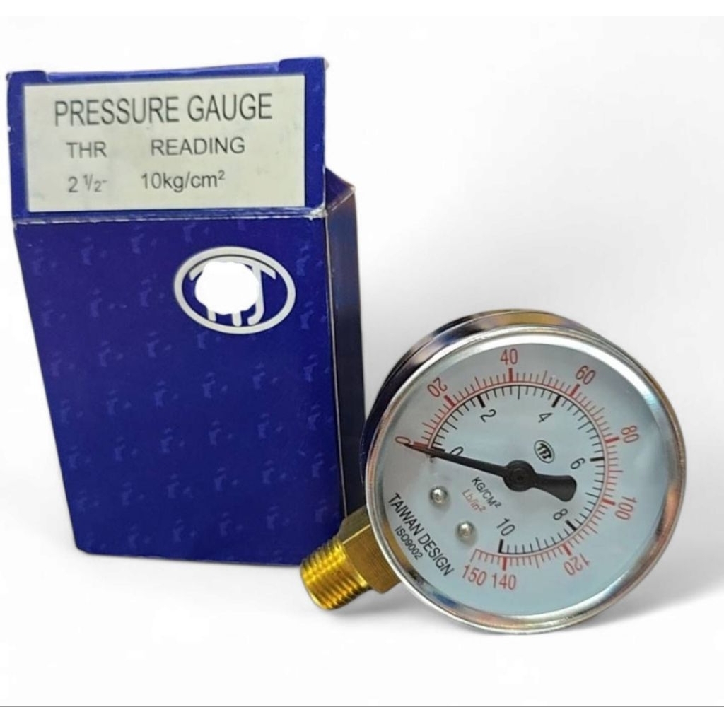 TFJ เกจ์วัดแรงดัน 2.1/2 0-150LB/IN² (10KG/CM²) เกลียว 1/4"