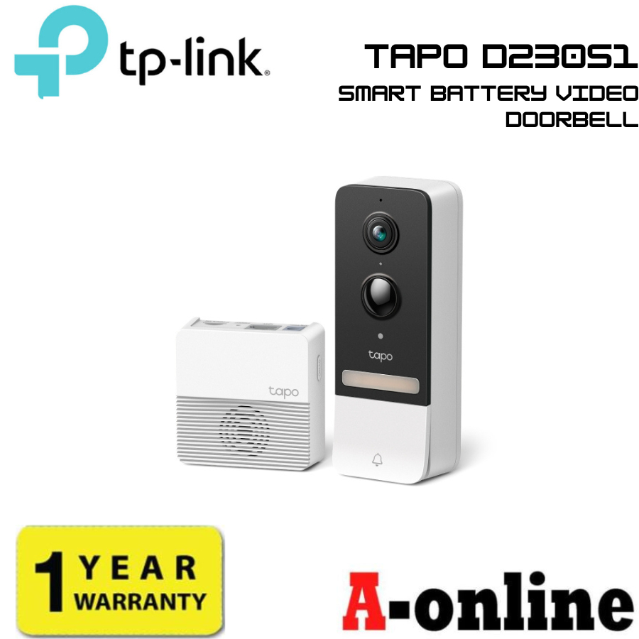 TP-Link Tapo D230S1 Smart Battery Video Doorbell กริ่งประตูอัจฉริยะ กล้อง 2K 5MP ดูและโต้ตอบได้ทันที