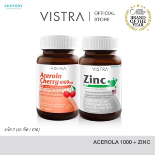 [SET Skin Booster] Vistra Zinc 15mg 45 Tablets + Vistra Acerola Cherry 1000mg PLUS Citrus Bioflavavonoids 45 Tablets