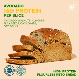ขนมปัง ไร้แป้ง ไร้น้ำตาล โปรตีนสูง 16 กรัมต่อแผ่น รสอะโวคาโด (HIGH-PROTEIN AVOCADO Superfoods Flourless Bread)