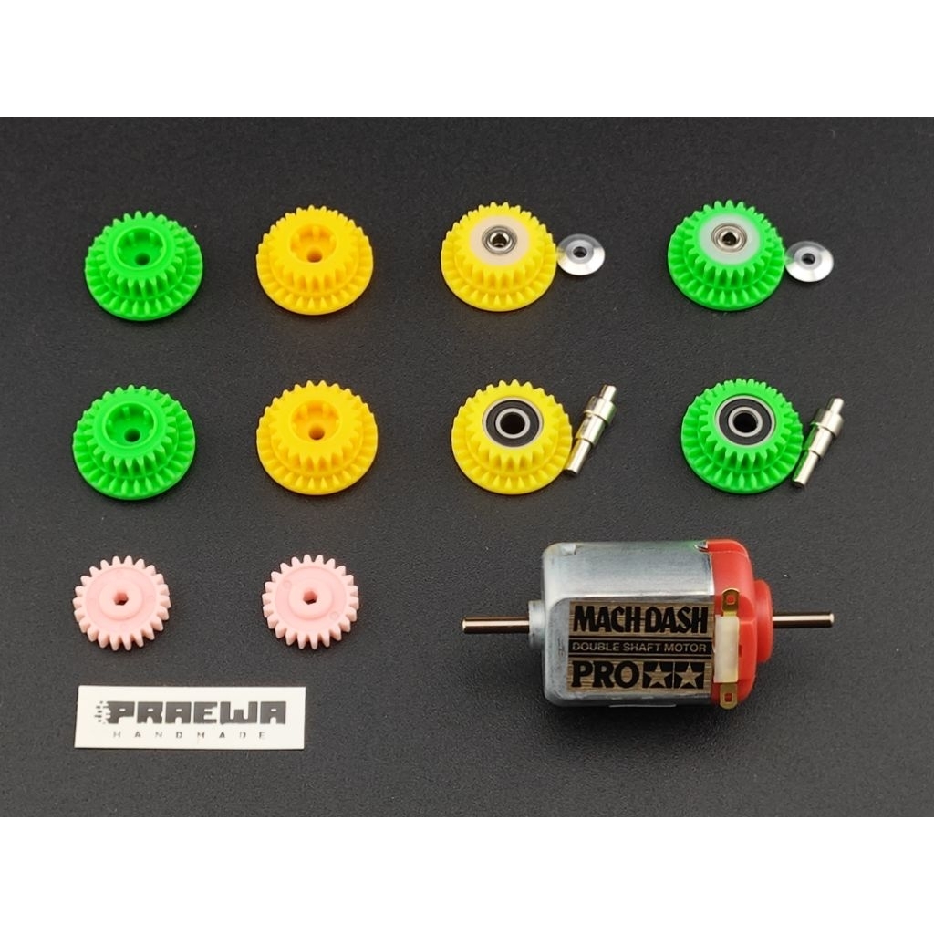 เฟืองเดิม / เฟืองซิ่งพร้อมตั้งระยะ  Mini4WD มอเตอร์กลาง  - Spur & Counter Gear kit for Mini4wd PRO MS / MA Chassis