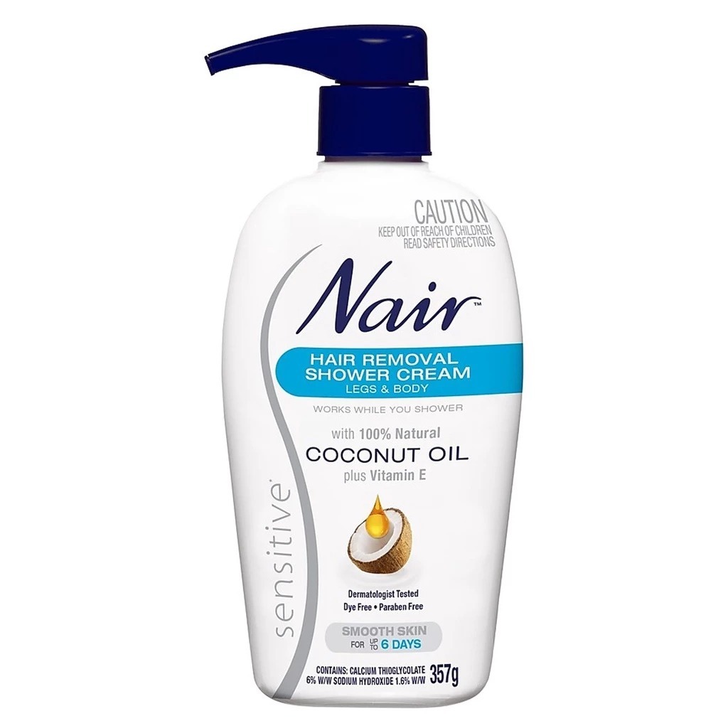 Nair Sensitive Hair Removal Shower Cream with Coconut Oil 357g ครีมกำจัดขน สูตรใช้ตอนอาบน้ำ