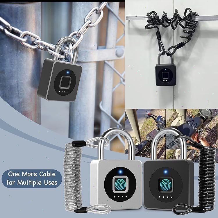 Fingerprint Padlock กุญแจล็อคอัจฉริยะ กันน้ำ เหมาะสำหรับยิม ล็อคเกอร์ ประตู รั้ว และที่เก็บของกุญแจล็อคบ้าน การชาร์จ USB