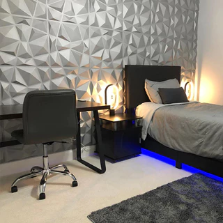 แผ่นผนัง 3D PVC ขนาด 30×30 ซม. ตกแต่งผนัง กันน้ำ กันความชื้น ระดับพรีเมียม เหมาะสำหรับห้องนอนและห้องนั่งเล่น