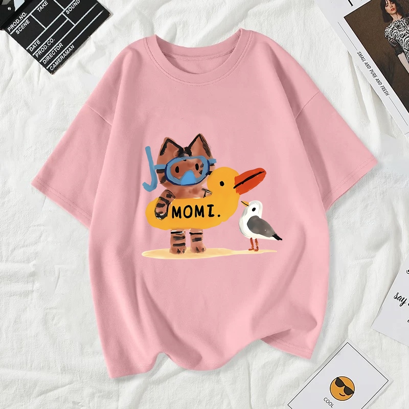 เสื้อยืดผู้หญิงแฟชั่นสาวลายการ์ตูนน่ารักฤดูร้อนเสื้อผ้าแฟชั่นส่วนเกาหลีสวมใส่สบายมาก#A197 - รูปที่ 6