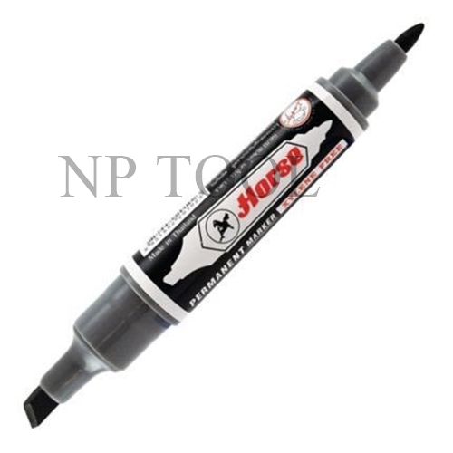 NP-942 ปากกาเคมี 2หัว ตราม้า สีดำ