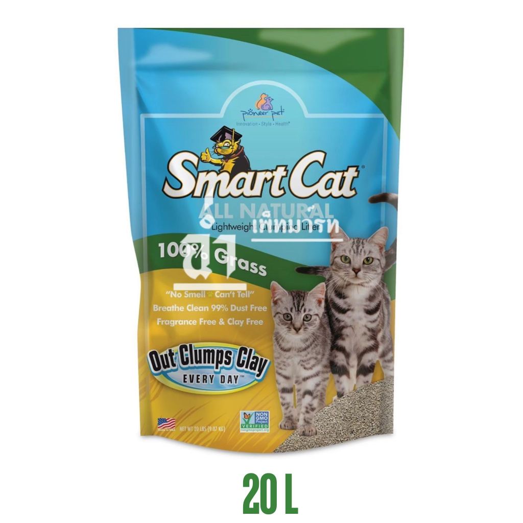 Smart Cat สมาร์ทแคท 20 ลิตร ทรายแมวปลอดสารเคมี ปลอดภัยไร้ฝุ่น น้ำหนักเบา ย่อยสลายได้ ทำจากหญ้า บรรจุ 9.07 kg