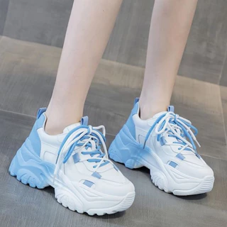 Mavis.fashion พร้อมส่งจากไทย รองเท้าผ้าใบผู้หญิงเเฟชั่น สวมใส่สบาย น้ำหนักเบา เสริมส้น 7ซม. ไซส์36-40 NO.M164