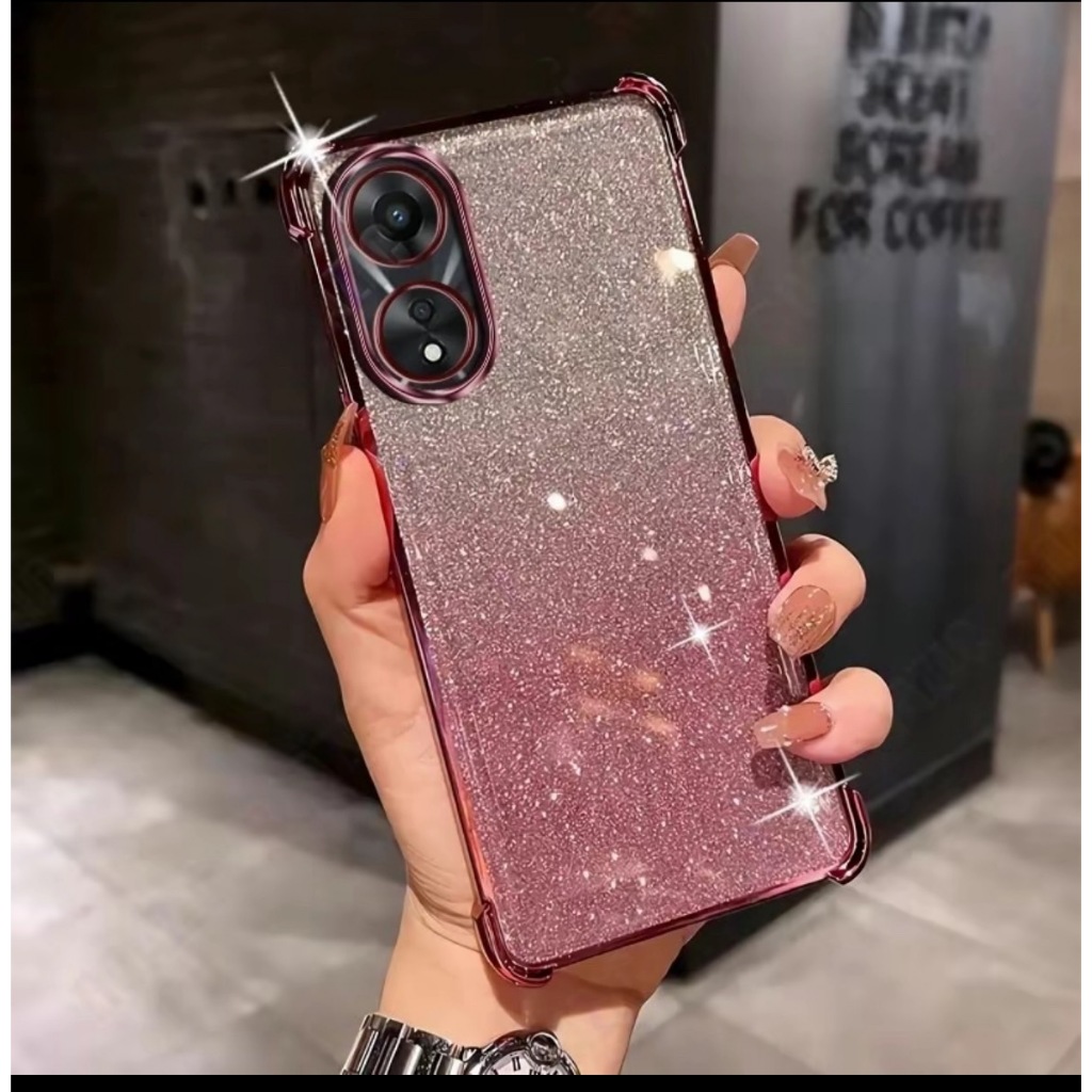 เคส กันกระแทก สำหรับ OPPO A38 A18 A78 A58 A17 A17K A16 A5S A7 A12 F9 A15 A15S A54 สีสวย กันกล้อง หรูหรา กากเพชร 2in1 EE