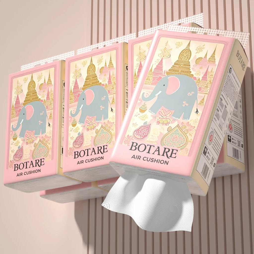 【12/24 ห่อ】Botare  GB/T 20808 ทิชชู่แบบดึงแขวนได้ ดีลักซ์ คอมฟอร์ท กระดาษทิชชู่ หนา 3 ชั้น 750 แผ่น thumbnail 3